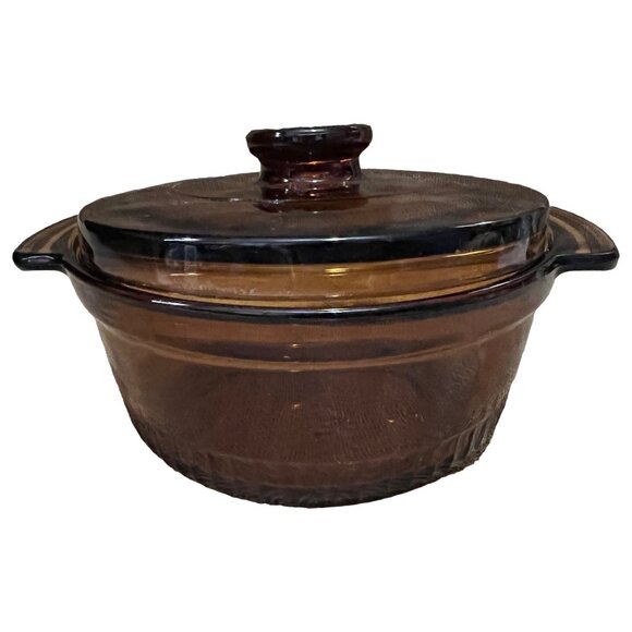 Vintage Anchor Hocking 1 Quart Casserole Baking Dish with Lid and Wicker Woven C - Picture 8 of 16